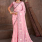 Classic Foil Silk Pink Cord Work Saree