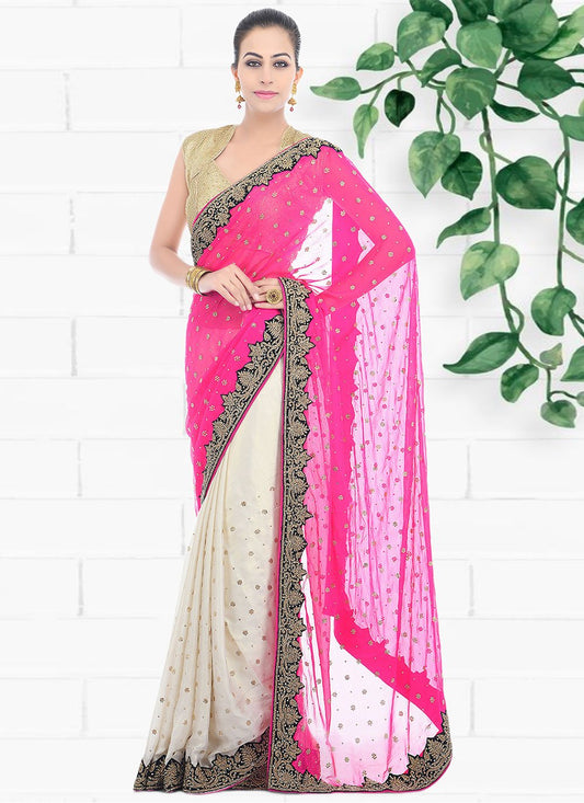 Trendy Saree Georgette Pink Hand Work Saree