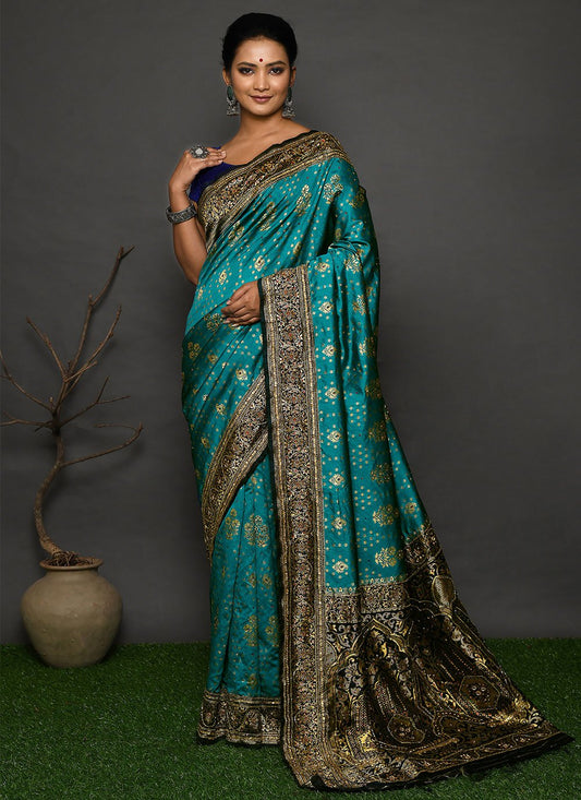 Classic Kanjivaram Silk Rama Hand Work Saree