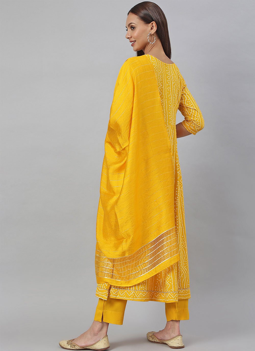 Pant Style Suit Rayon Yellow Hand Work Salwar Kameez