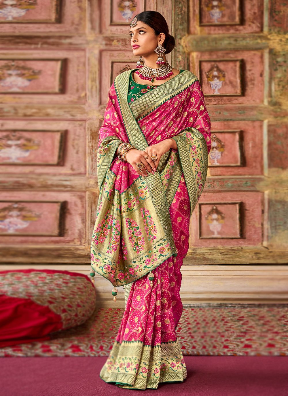 Trendy Saree Satin Silk Pink Embroidered Saree