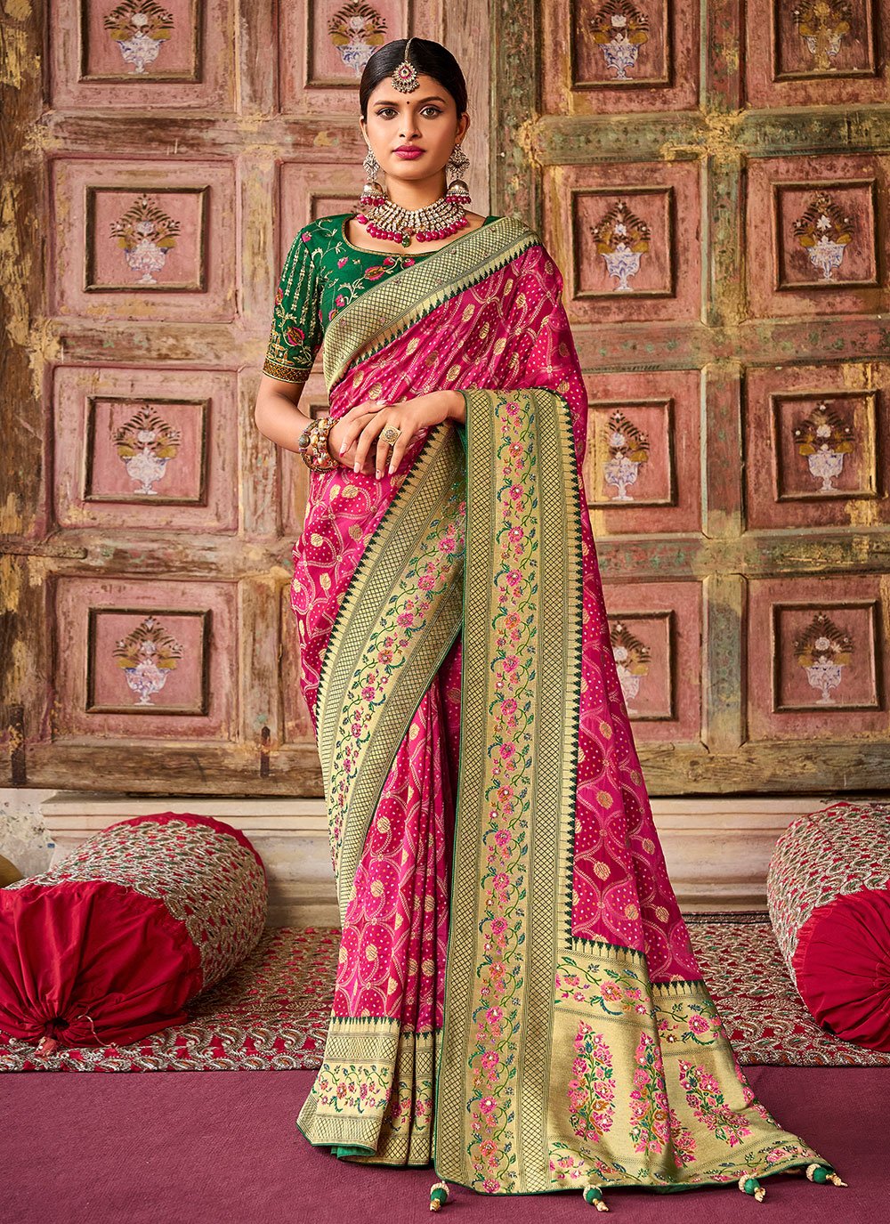 Trendy Saree Satin Silk Pink Embroidered Saree