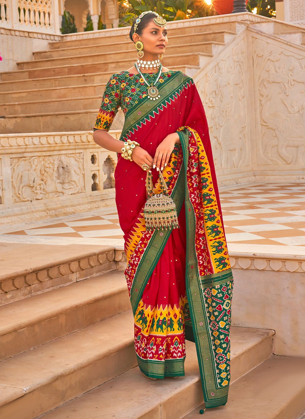 Classic Silk Red Hand Work Saree