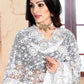 Classic Net White Embroidered Saree