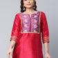 Designer Kurti Art Silk Hot Pink Print Kurtis