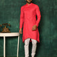 Kurta Pyjama Cotton Hot Pink Plain Mens