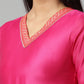 Floor Length Kurti Crepe Silk Hot Pink Print Kurtis