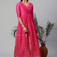 Floor Length Kurti Crepe Silk Hot Pink Print Kurtis