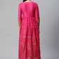 Floor Length Kurti Crepe Silk Hot Pink Print Kurtis