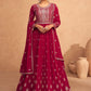 Designer Gown Georgette Hot Pink Embroidered Gown