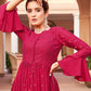 Anarkali Suit Chinon Hot Pink Embroidered Salwar Kameez