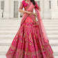 A Line Lehenga Silk Viscose Hot Pink Embroidered Lehenga Choli