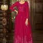 Anarkali Suit Faux Georgette Hot Pink Embroidered Salwar Kameez