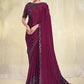 Classic Crepe Silk Georgette Hot Pink Plain Saree