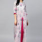 Floor Length Kurti Poly Silk Hot Pink Print Kurtis