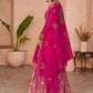 Palazzo Salwar Suit Chiffon Silk Hot Pink Embroidered Salwar Kameez
