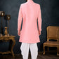 Indo Western Sherwani Jacquard Silk Hot Pink Embroidered Mens