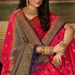 Classic Pure Dola Silk Hot Pink Swarovski Saree