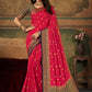 Classic Pure Dola Silk Hot Pink Swarovski Saree