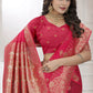 Classic Organza Viscose Hot Pink Booti Saree