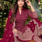 Salwar Suit Faux Georgette Hot Pink Embroidered Salwar Kameez