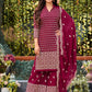 Salwar Suit Faux Georgette Hot Pink Embroidered Salwar Kameez