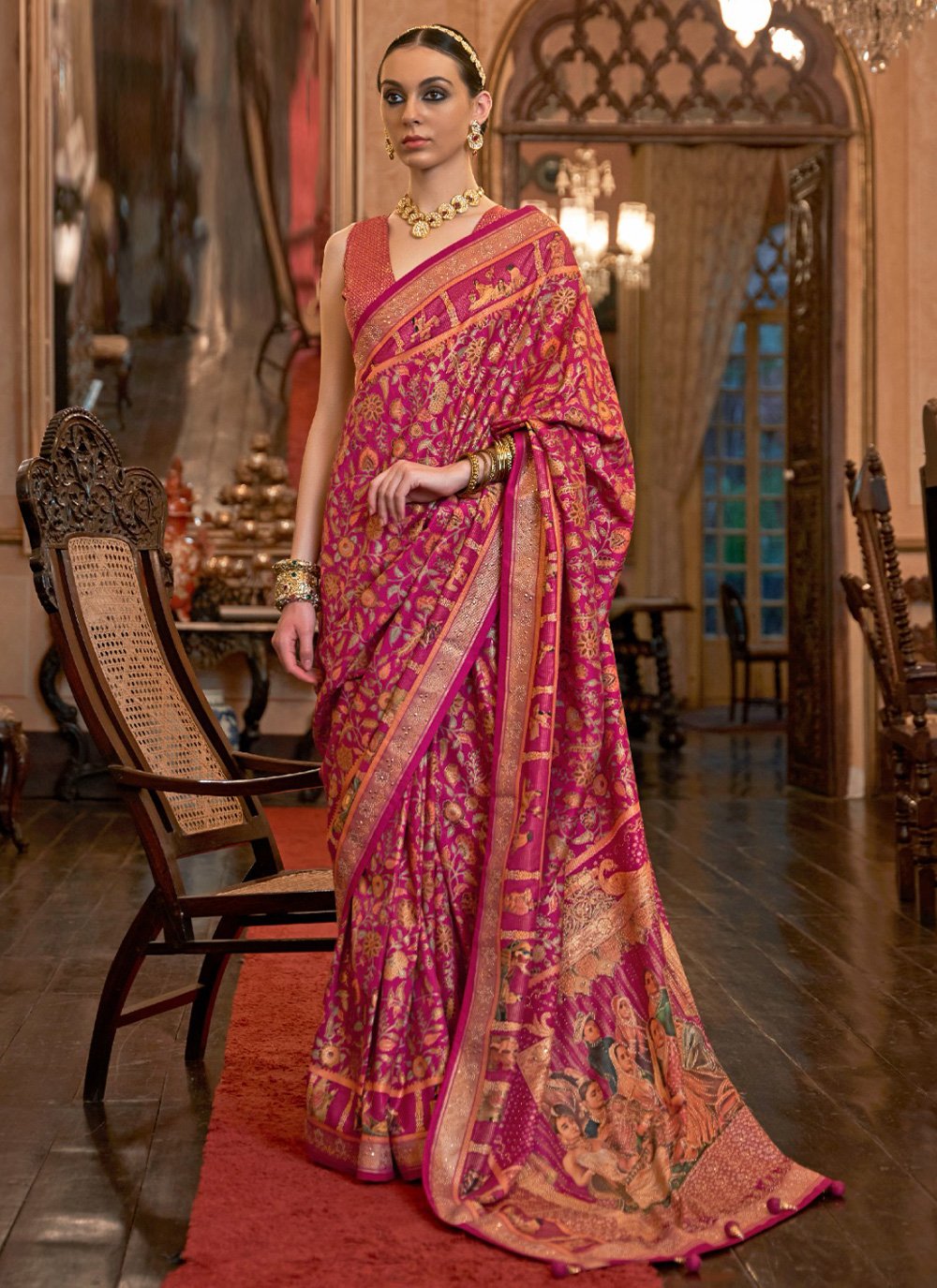 Trendy Saree Patola Silk Hot Pink Weaving Saree