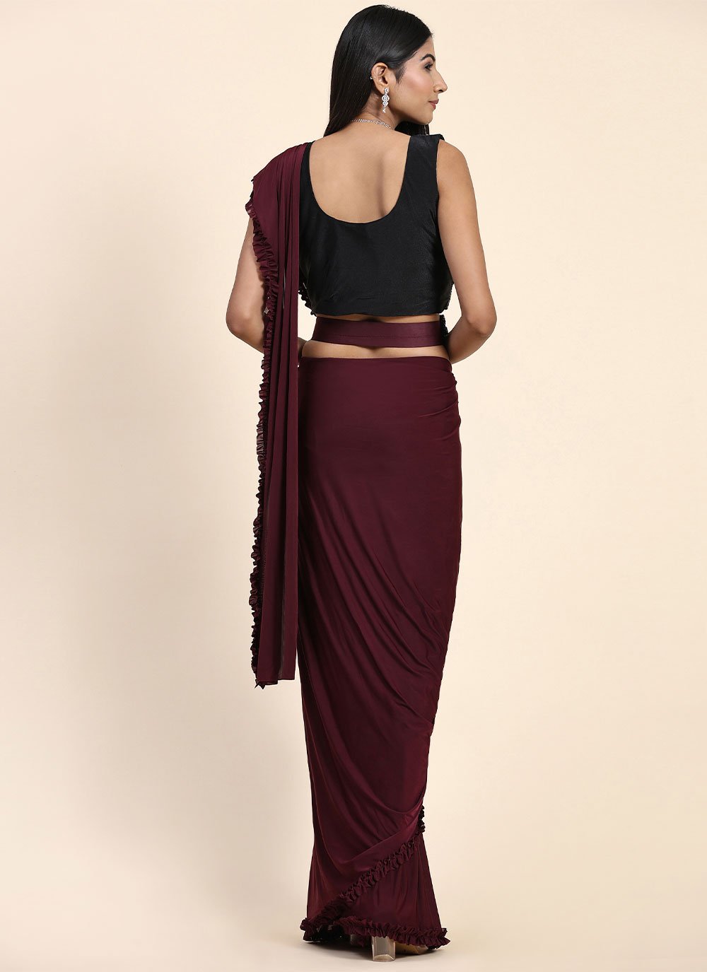 Classic Imported Maroon Plain Saree