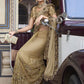 Contemporary Imported Net Brown Embroidered Saree