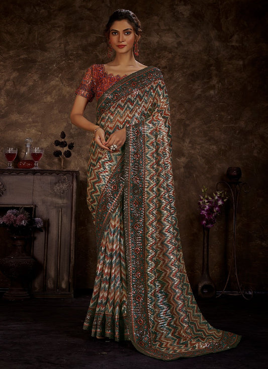 Designer Imported Multi Colour Digital Print Saree