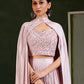 Lehenga Style Saree Imported Pink Embroidered Saree