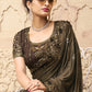 Classic Imported Brown Embroidered Saree