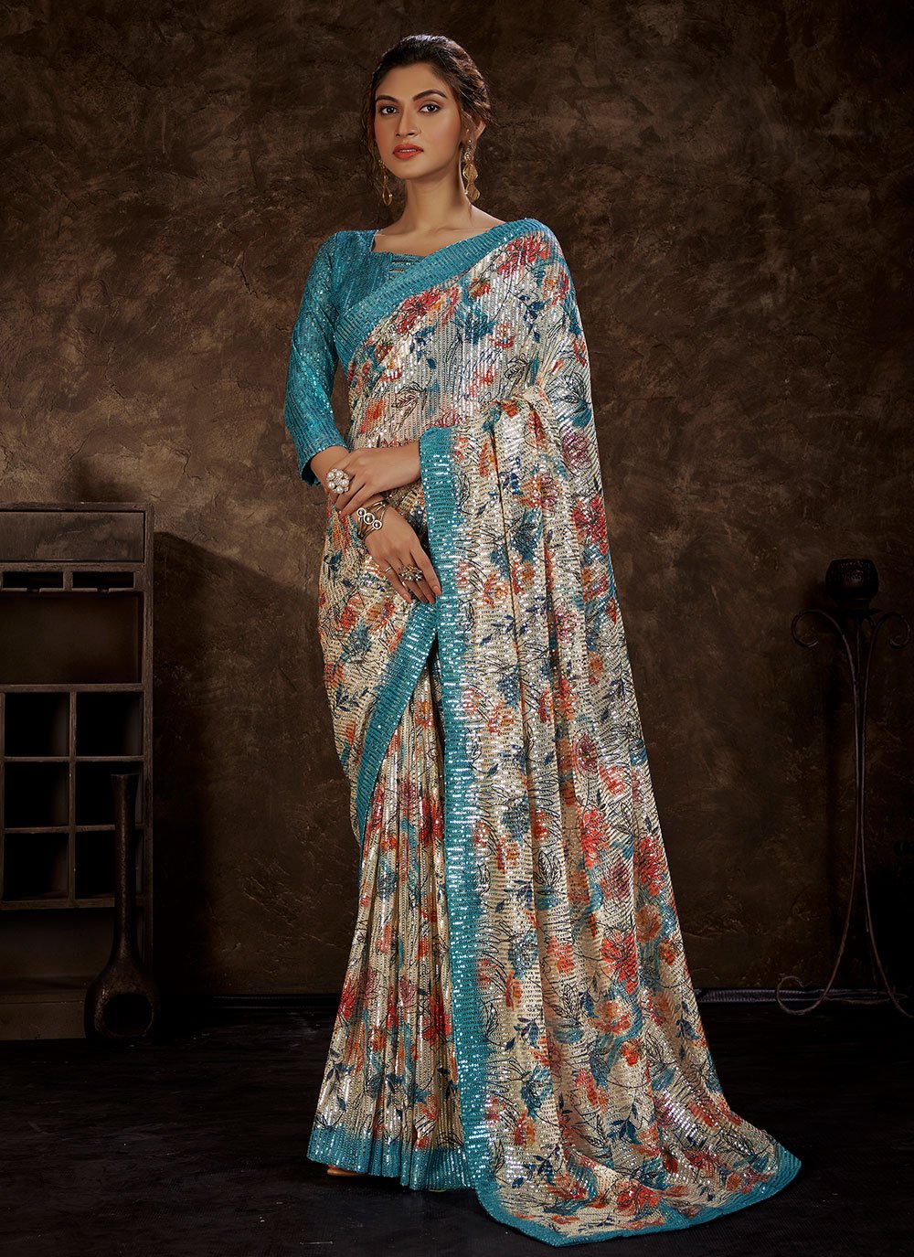 Contemporary Imported Multi Colour Digital Print Saree