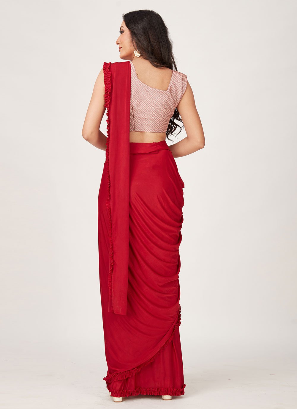 Trendy Saree Imported Red Plain Saree