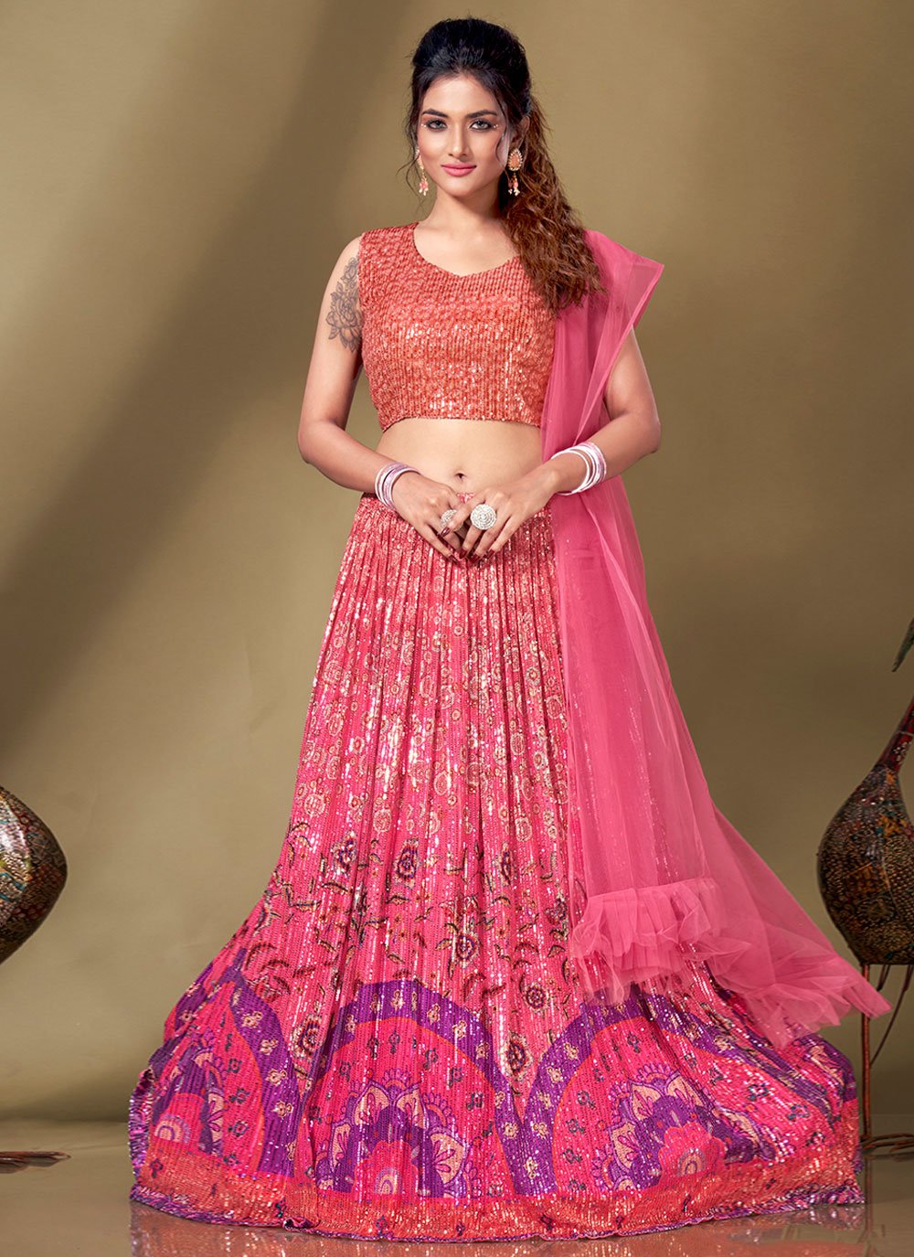 Lehenga Choli Imported Pink Digital Print Lehenga Choli