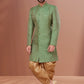 Indo Western Jacquard Green Fancy Work Mens