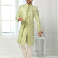 Indo Western Art Silk Green Machine Embroidery Mens