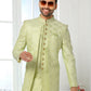 Indo Western Art Silk Green Machine Embroidery Mens