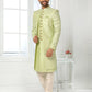 Indo Western Art Silk Green Machine Embroidery Mens