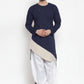 Indo Western Blended Cotton Blue Plain Mens