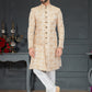 Indo Western Jacquard Cream White Weaving Mens