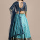 A Line Lehenga Jacquard Aqua Blue Woven Lehenga Choli