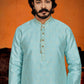 Kurta Pyjama Jacquard Aqua Blue Fancy Work Mens