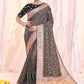 Classic Jacquard Black Print Saree