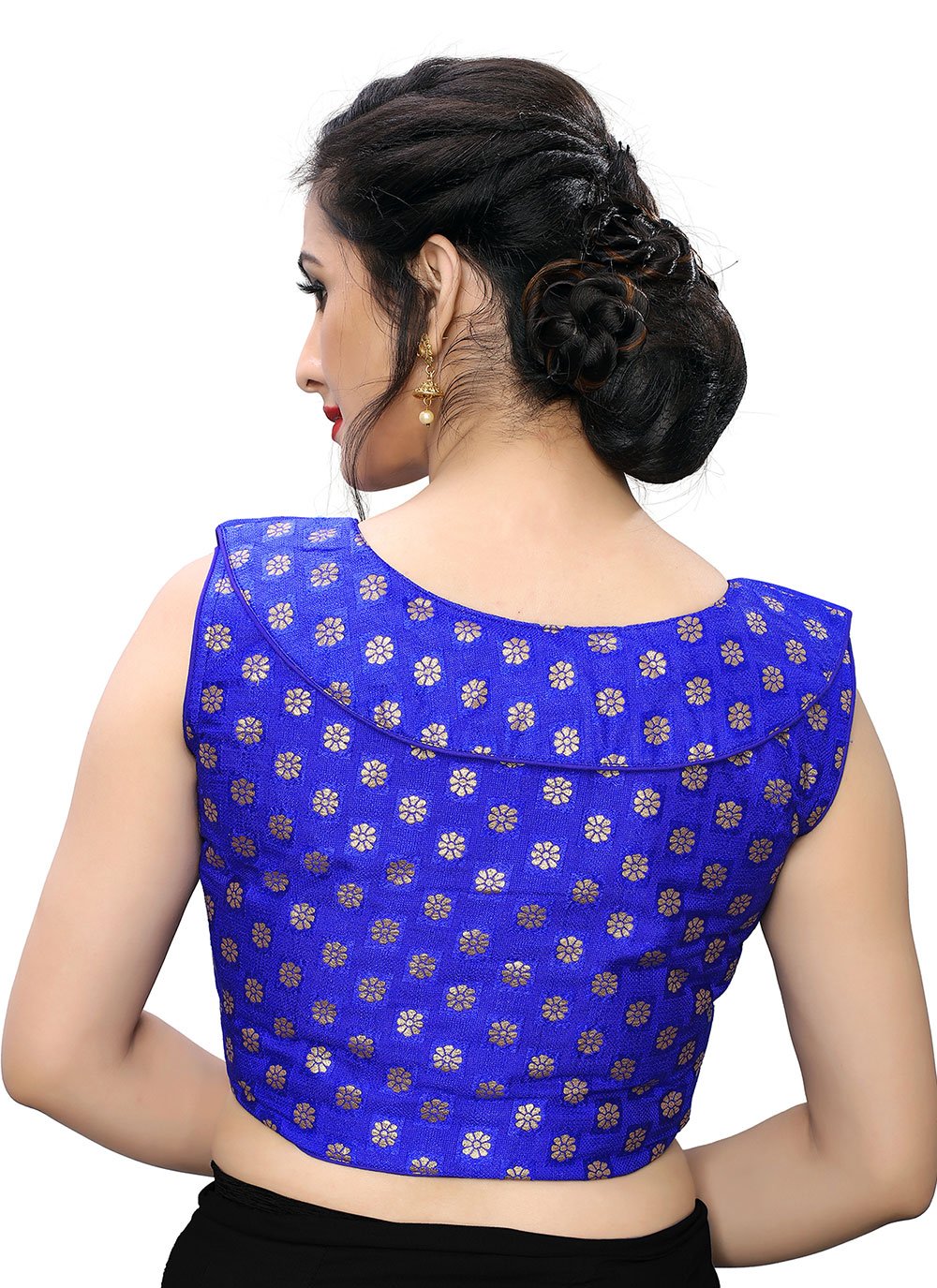 Blouse Jacquard Blue Weaving Blouse