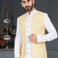 Indo Western Jacquard Cream White Weaving Mens