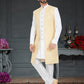 Indo Western Jacquard Cream White Weaving Mens