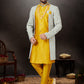 Indo Western Sherwani Dupion Silk Jacquard Multi Colour Yellow Embroidered Mens