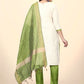 Pant Style Suit Cotton Jacquard Green Off White Embroidered Salwar Kameez