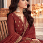 Salwar Suit Jacquard Maroon Embroidered Salwar Kameez